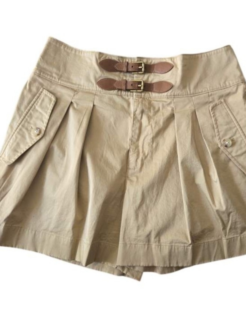 Lauren Ralph Lauren Buckle Trim Sateen Shorts